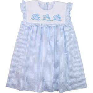 Cecil & Lou Blue Seersucker Applique Bunny Dress - 18M